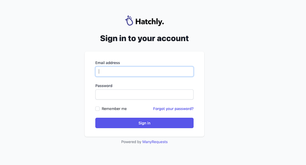 hatchly create customer portal login experience with manyrequests