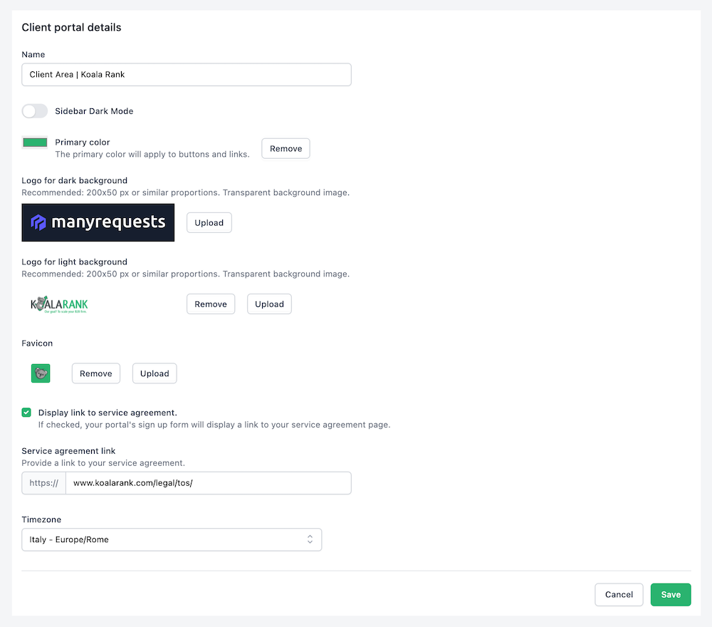 how to create a branded customer portal with manyrequests brand features