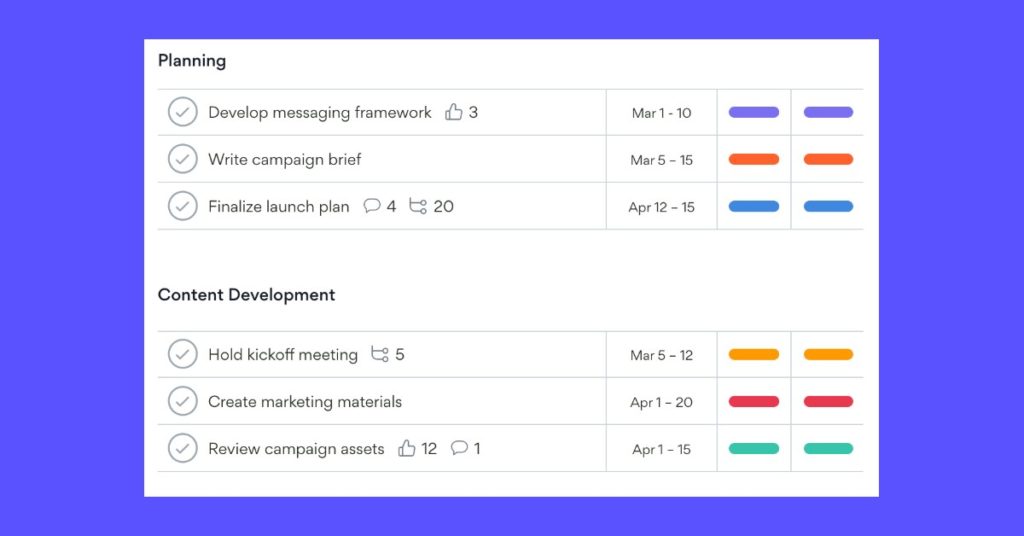 asana interface