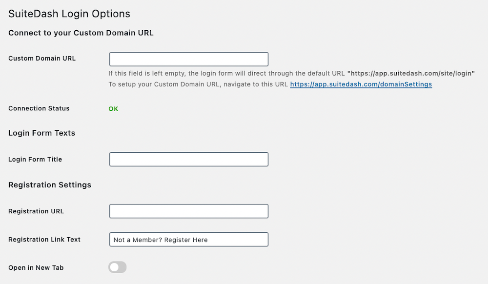 suitedash login options client portal wordpress plugin